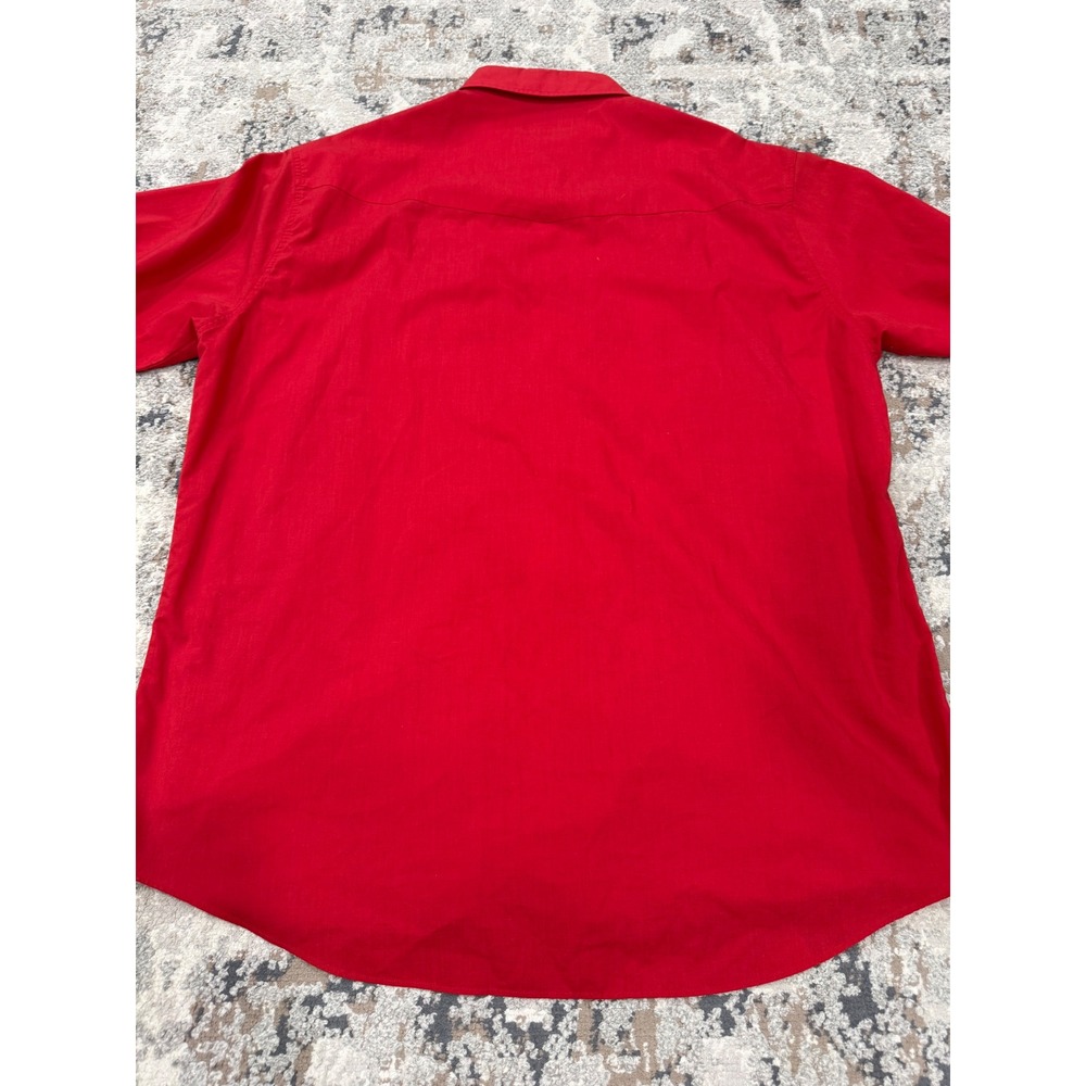 High Noon Mens 2XL Red Western Pearl Snap Short Sleeve Star Embroidered Shirt - Picture 8 of 9